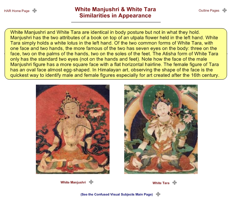 White Manjushri & White Tara Similarities in Appearance