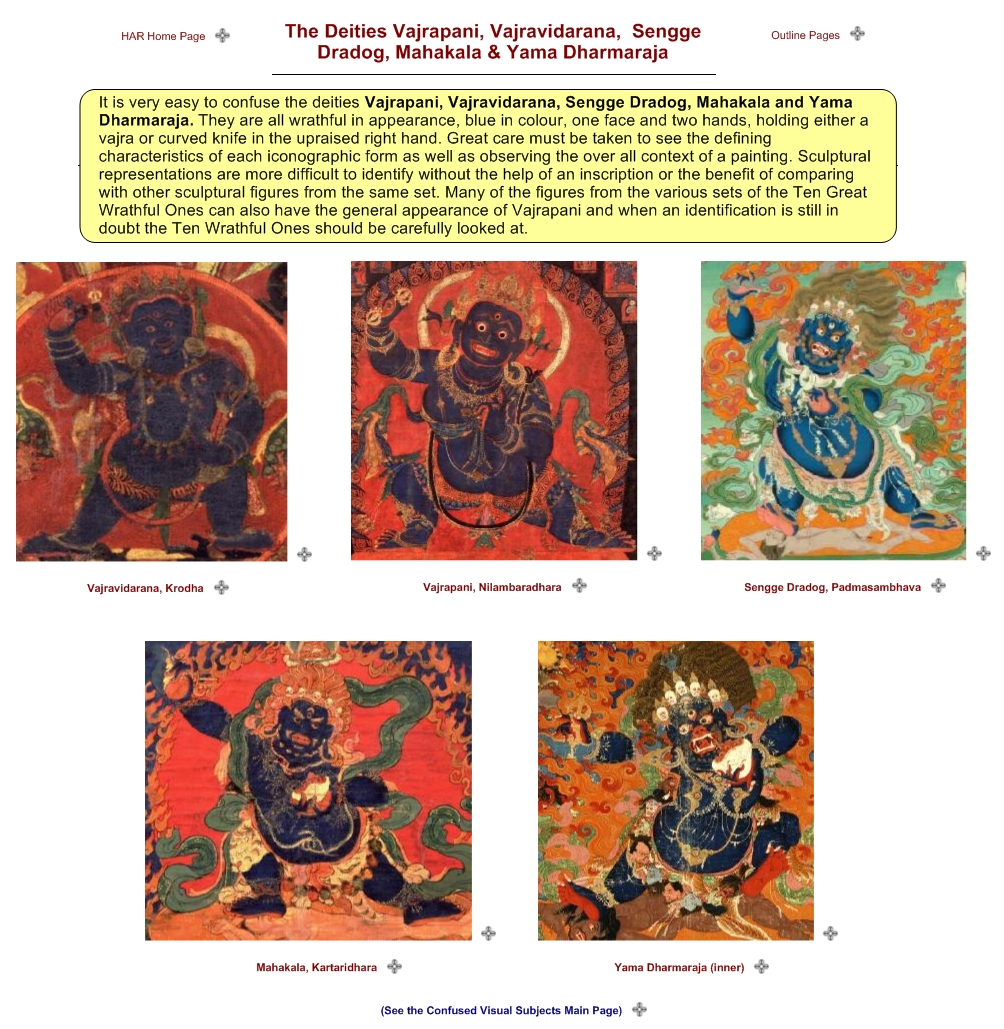 The Deities Vajrapani, Vajravidarana,  Sengge Dradog, Mahakala & Yama Dharmaraja